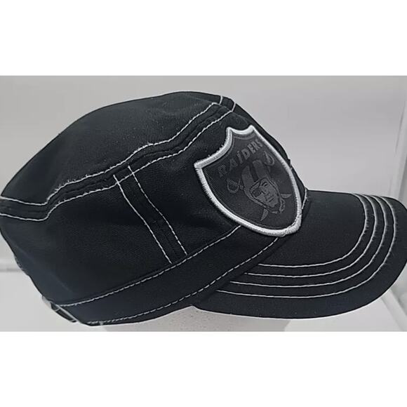 Womens Las Vegas Raiders Adjustable Military Cadet Hat Cap Black shield patch - Picture 2 of 5
